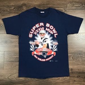 Hanes Super Bowl 2002 MVP Tom Brady New England Patriots Men’s Vintage T-Shirt L